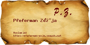 Pfeferman Zója névjegykártya